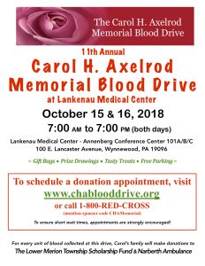 11th Annual Carol H. Axelrod Memorial Blood Drive at Lankenau Medical Center